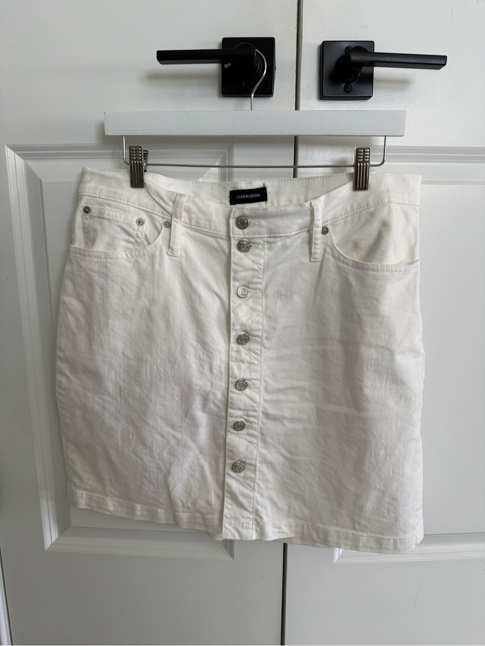 J. Crew White Button-Front Mini Skirt
